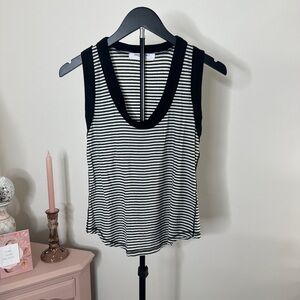 Project Social T Black and White Striped Tank Top